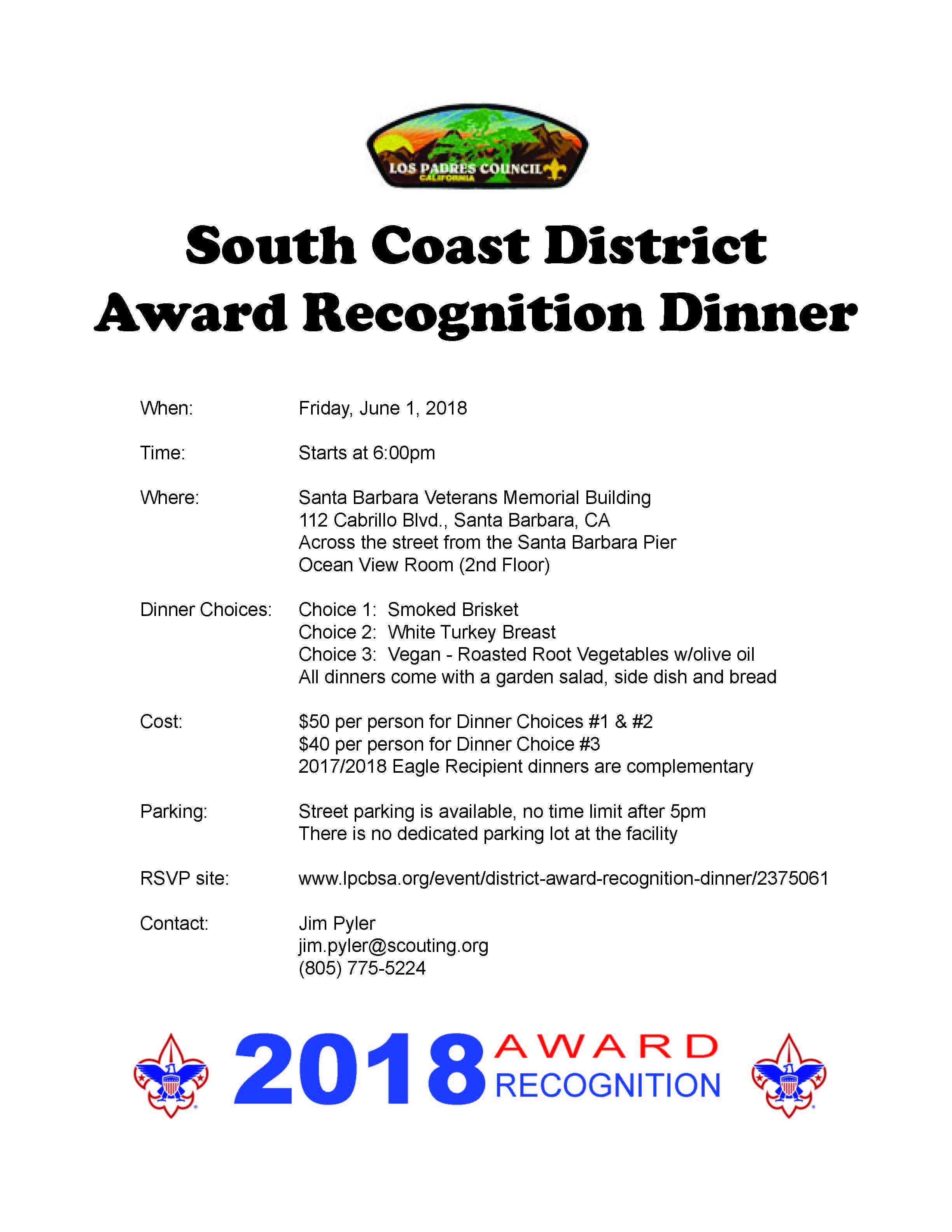 2018 South Coast Dinner Flyer